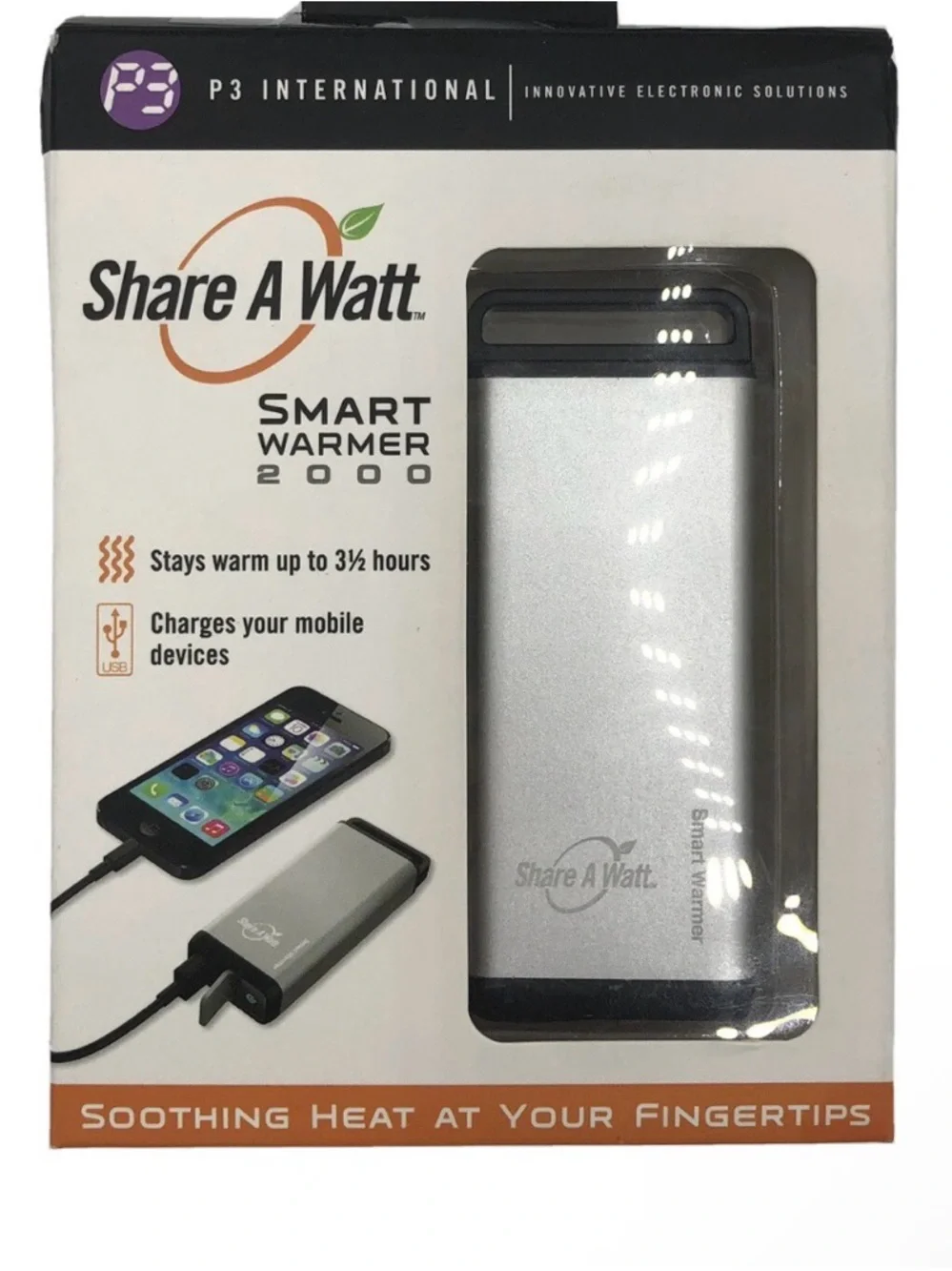 Smart Warmer 2000 Portable Hand Warmer & Charger - Silver
